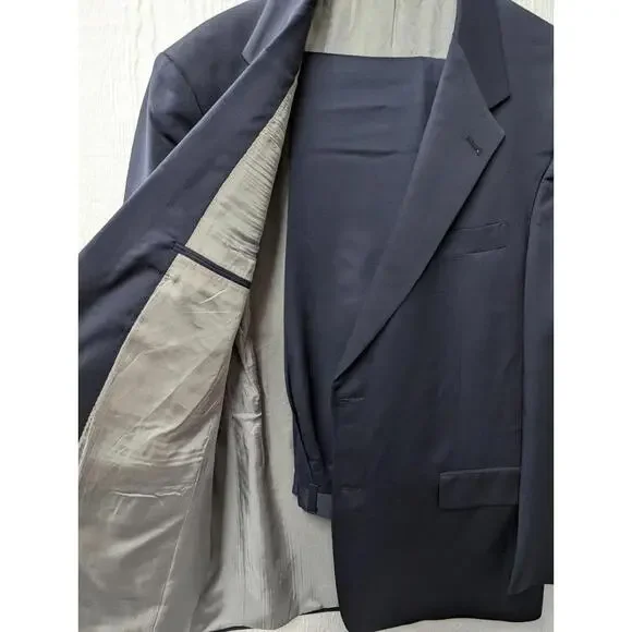 Hart Schaffner Marx Gold Trumpeter 2 Piece Suit Navy Blue Men’s Size 44L